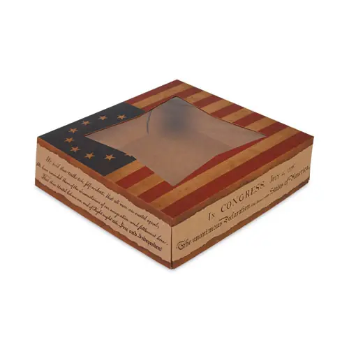 SCT® Window Flag Design Pie Boxes, 8 x 8 x 2.5, White, Paper, 150/Carton (Extended Delivery Time)