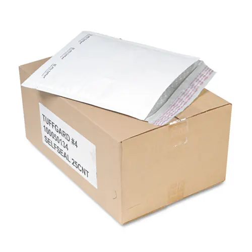 Sealed Air Jiffy TuffGard Self-Seal Cushioned Mailer, #4, 9.5 x 14.5, White, 25/Carton
