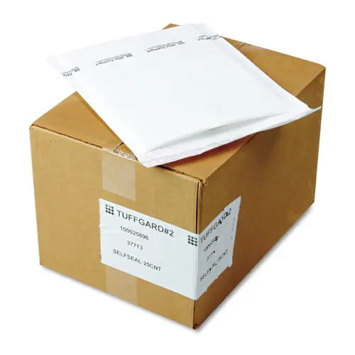 Sealed Air Jiffy TuffGard Self-Seal Cushioned Mailer, #2, 8.5 x 12, White, 25/CT
