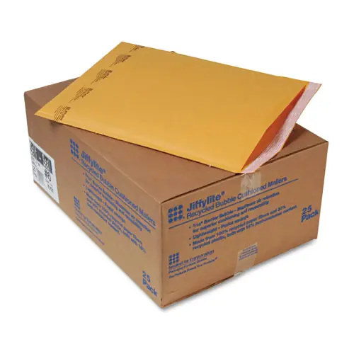 Sealed Air Jiffylite Self-Seal Bubble Mailer #6, 12.5" x 19", Brown Kraft, 25/Carton
