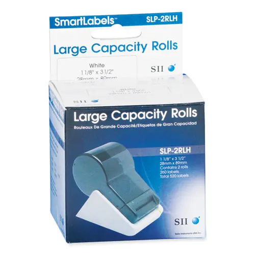 Seiko SLP-2RLH Self-Adhesive Address Labels, 1.12" x 3.5", White, 260 Labels/Roll, 2 Rolls/Box