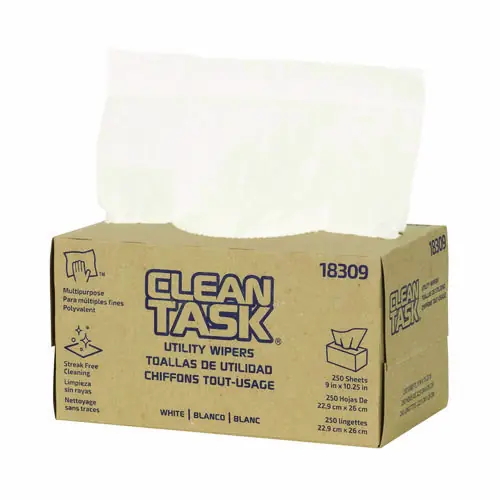 Sellars® Clean Task Utility Wipers, 1-Ply, 9 x 10.25, White, 250 Sheets/Box, 24 Boxes/Carton