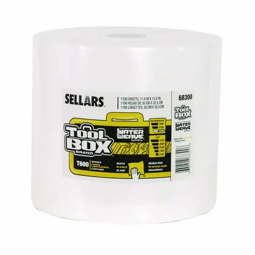 Sellars® TOOLBOX WaterWeave T600 Wipers, 1,100 Sheets/Roll, White, 11.8" x 12.8"