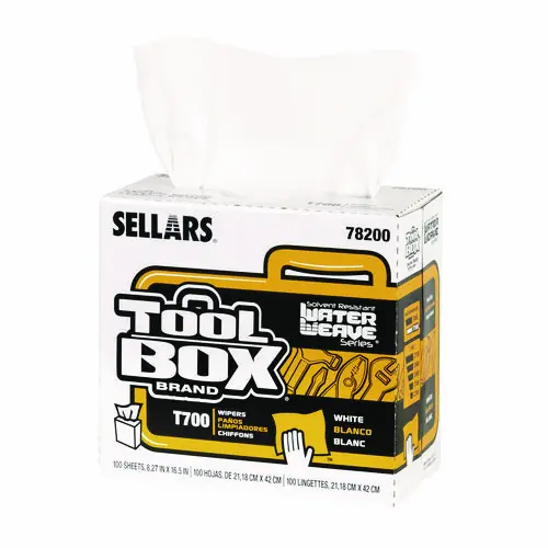 Sellars® TOOLBOX WaterWeave T700 Wipers, 1-Ply, White, 100 Sheets/Box, 8 Boxes/Carton
