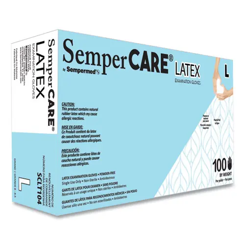 SemperCare® Latex Examination Gloves, Large, 100/Box