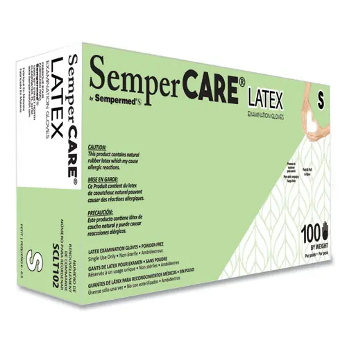 SemperCare® Latex Examination Gloves, Small, Cream, 100/Box, 10 Boxes/Carton