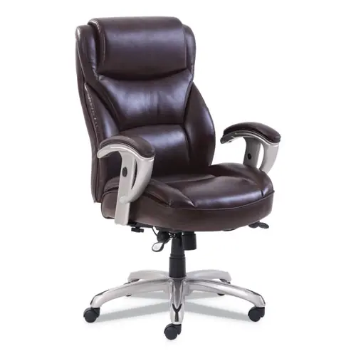 SertaPedic® Emerson Big and Tall Task Chair, Supports Up to 400 lb, 19.5" to 22.5" Seat Height, Brown Seat/Back, Silver Base
