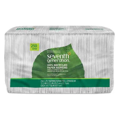 Seventh Generation® 100% Recycled Napkins, 1-Ply, White, 250/Pack