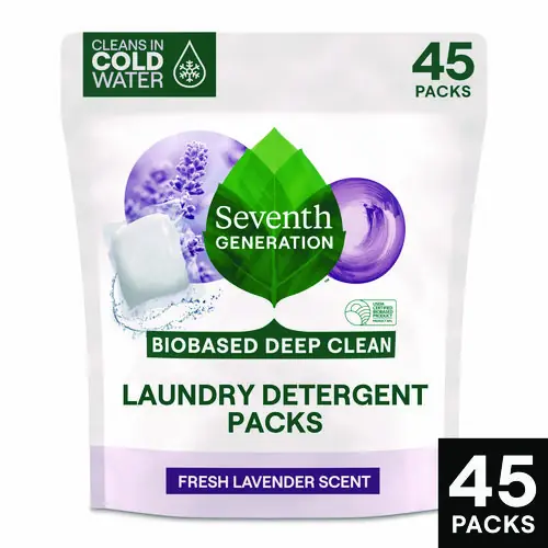 Seventh Generation® Natural Laundry Detergent Packs, Lavender Scent, 45 Single-Use Powder Packets, 8 Packs/Carton