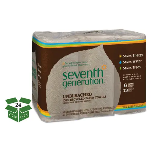 Seventh Generation® Natural Unbleached 100% Recycled Paper Kitchen Towel Rolls