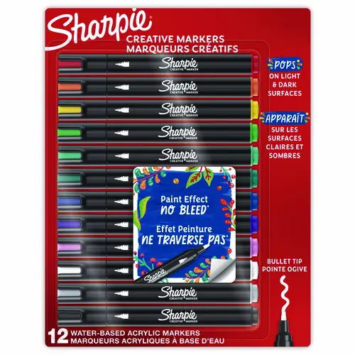Sharpie® Creative Markers, Medium Bullet Tip, Assorted Colors, 12/Pack