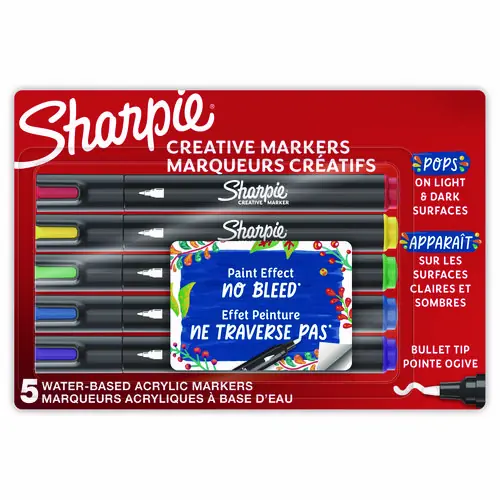 Sharpie® Creative Markers, Medium Bullet Tip, Assorted Colors, 5/Pack