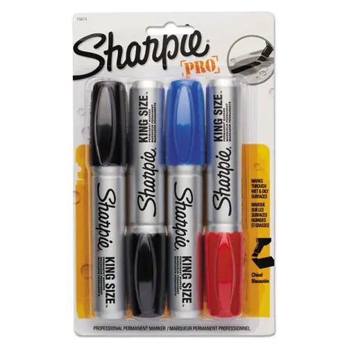 Sharpie® King Size Permanent Marker, Broad Chisel Tip, Assorted Colors, 4/Set