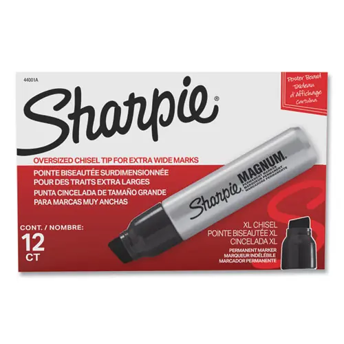 Sharpie® Magnum Permanent Marker, Broad Chisel Tip, Black, Dozen