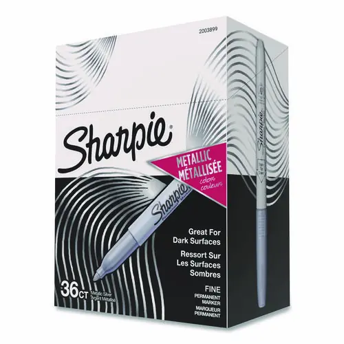 Sharpie® Metallic Fine Point Permanent Marker Value Pack, Fine Bullet Tip, Metallic Silver, 36/Pack