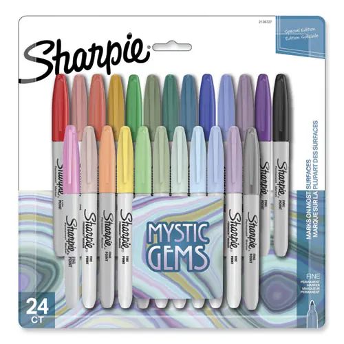 Sharpie® Mystic Gems Markers, Fine Bullet Tip, Assorted Colors, 24/Pack