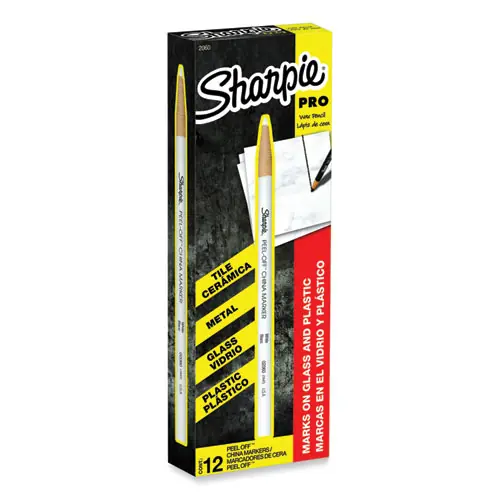 Sharpie® Peel-Off China Markers, White, Dozen