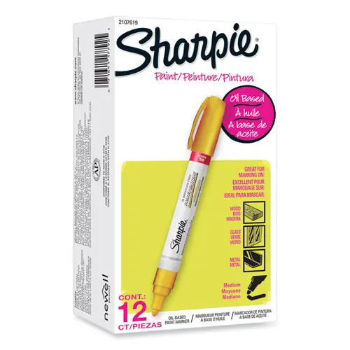 Sharpie® Permanent Paint Marker, Medium Bullet Tip, Yellow, Dozen