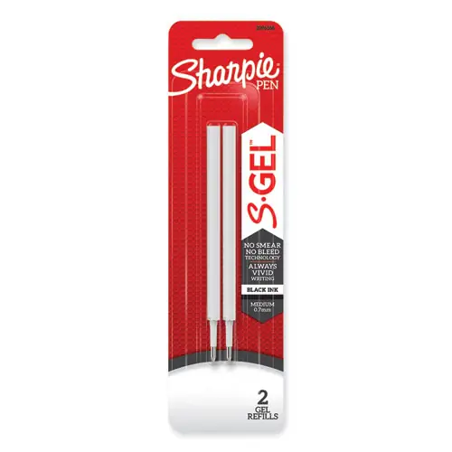 Sharpie® S-Gel™ 0.7 mm Pen Refills, Medium Bullet Tip, Black Ink, 2/Pack