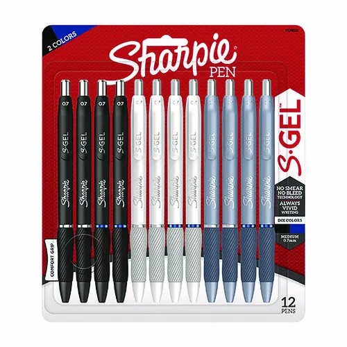 Sharpie® S-Gel™ Gel Pen, Retractable, Medium Point, 0.7 mm, Assorted Ink & Barrel Colors, 12/Pack
