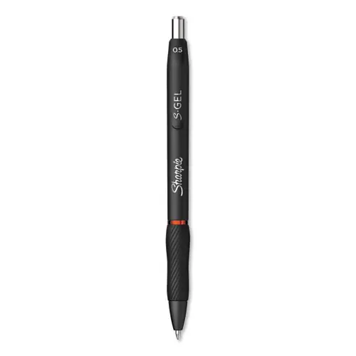 Sharpie® S-Gel™ High-Performance Gel Pen, Retractable, Fine Point, 0.5 mm, Red Ink, Black Barrel, Dozen