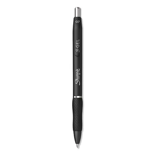 Sharpie® S-Gel™ High-Performance Gel Pen, Retractable, Medium Point, 0.7 mm, Black Ink, Black Barrel, Dozen