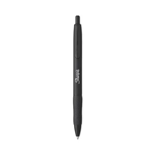 Sharpie® S-Gel™ Premium Metal Barrel Gel Pen, Retractable, Medium 0.7 mm, Black Ink, Black Barrel, Dozen