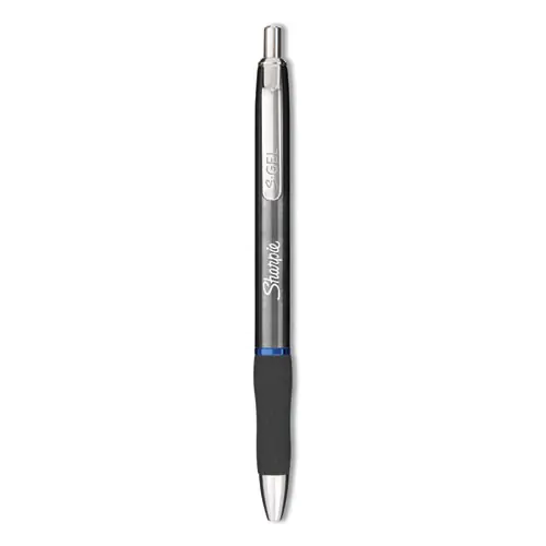 Sharpie® S-Gel™ Premium Metal Barrel Gel Pen, Retractable, Medium Point, 0.7 mm, Blue Ink, Gun Metal Gray Barrel, Dozen
