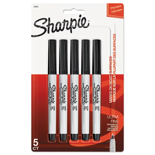 Sharpie® Ultra Fine Tip Permanent Marker, Black, 5/Pack