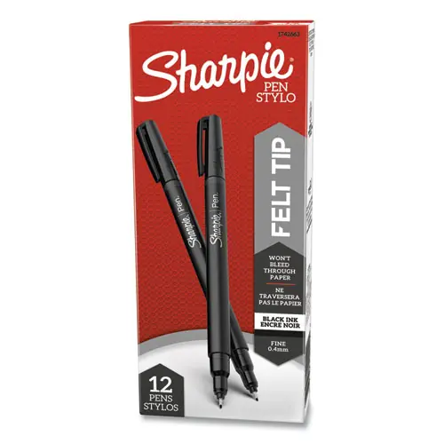 Sharpie® Water-Resistant Ink Porous Point Pen, Fine 0.4 mm, Black, Dozen