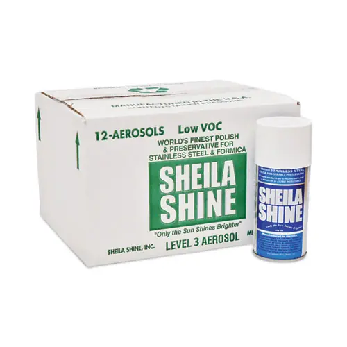 Sheila Shine Low VOC Stainless Steel Cleaner and Polish, 10 oz Spray Can, 12/Carton