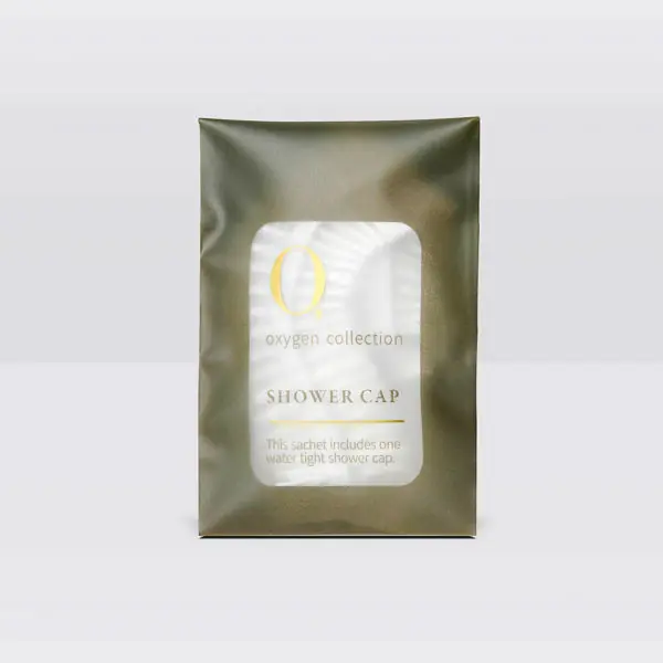 Shower Cap – Oxygen O2 Collection¨ Shower Cap in Pouch, Case of 1000