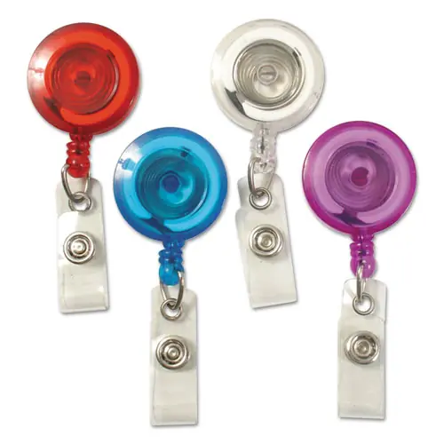 SICURIX® ID Slide-Style Belt Clip Card Reels, Assorted Colors, 30" Extension, 4/Pack