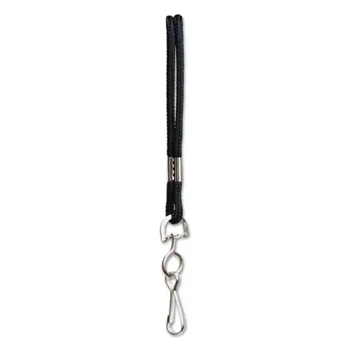 SICURIX® Rope Lanyard, Metal Hook Fastener, 36" Long, Nylon, Black
