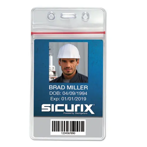 SICURIX® Sealable Cardholder, Vertical, Clear, 50/Pack