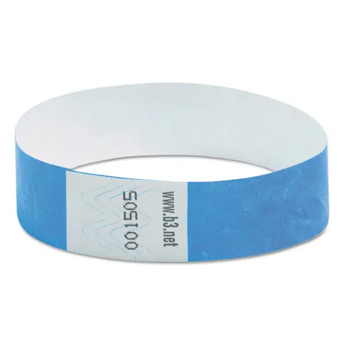 SICURIX® Security Wristbands, Sequentially Numbered, Blue, 100/Pack