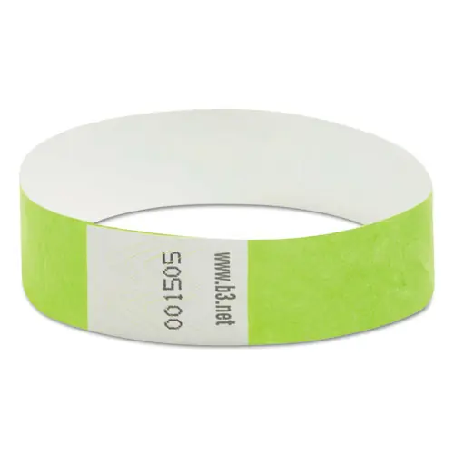 SICURIX® Security Wristbands, Sequentially Numbered, Green, 100/Pack