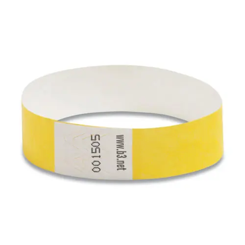 SICURIX® Security Wristbands, Sequentially Numbered, Yellow, 100/Pack