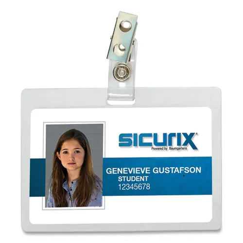 SICURIX® Self Laminating Badge Holder, Horizontal, 3.5 x 2.25, Clear, 25/Pack