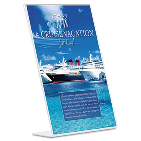 Slanted Sign Holder, 8.5" x 11", Clear