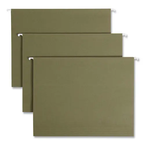 Smead 100% Recycled Hanging File Folders, Letter Size, 1/5-Cut Tabs, Standard Green, 25/Box