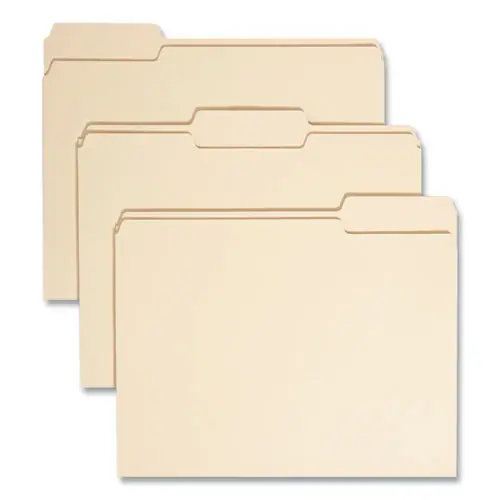Smead 100% Recycled Manila Top Tab File Folders, Letter Size, 1/3-Cut Tabs, Assorted Positions, 0.75" Expansion, 100/Box