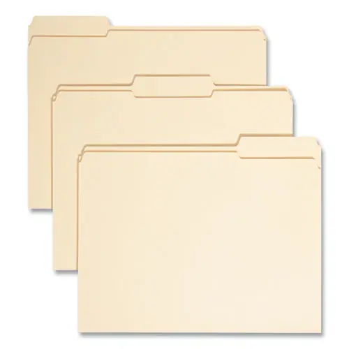 Smead 100% Recycled Reinforced Top Tab File Folders, 1/3-Cut Tabs, Letter Size, 0.75" Expansion, Manila, 100/Box