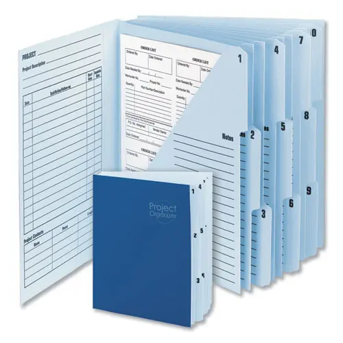 Smead 10-Pocket Project Organizer with Indexed Tabs (1-10), Letter Size, Lake Blue/Navy Blue