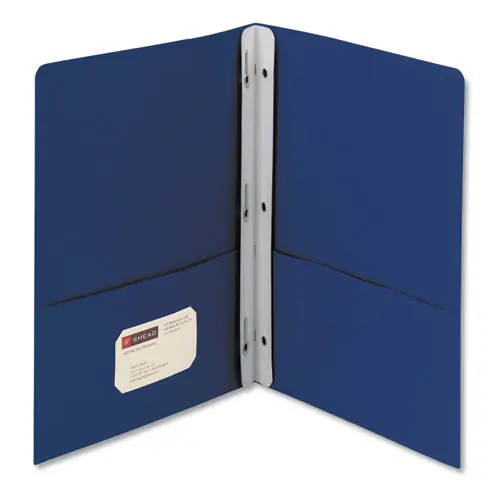 Smead 2-Pocket Folder with Tang Fastener, 0.5" Capacity, 11 x 8.5, Dark Blue, 25/Box