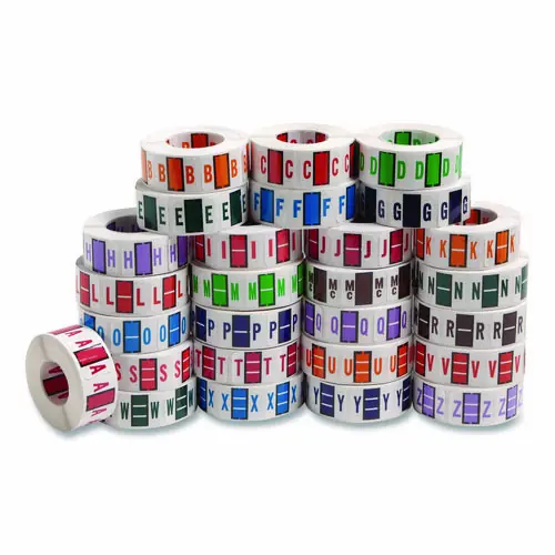 Smead A-Z Color-Coded End Tab Filing Labels, 500 Labels per Roll, 26 Rolls per Box, 1 x 1.25 Inches, White