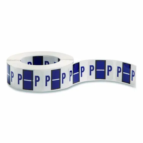 Smead A-Z Color-Coded End Tab Filing Labels, P, 1 x 1.25, White, 500/Roll