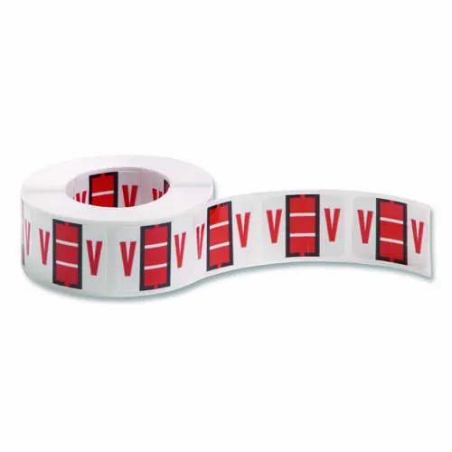 Smead A-Z Color-Coded End Tab Filing Labels, V, 1 x 1.25, White, 500/Roll