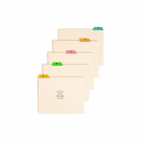 Smead Alphabetic Top Tab Indexed File Guide Set, 1/5-Cut Top Tab, A to Z, 8.5 x 11, Manila, 25/Set