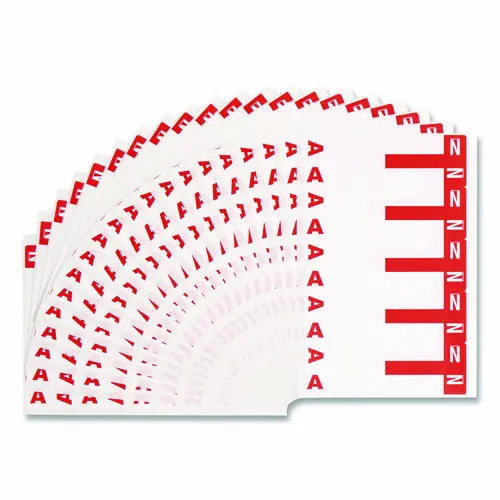 Smead AlphaZ Color-Coded First Letter Combo Alpha Labels, A/N, 1.16" x 3.63", Red/White, 100 Labels (5/Sheet, 20 Sheets)